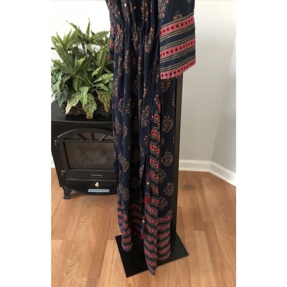Ladies Printed Cotton Palazzo Suit Small Embellished Beads Missing Maxi Dress - Picture 4 of 13